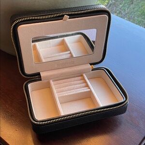 WOLF Black Jewelry Travel Case with Cream Interior